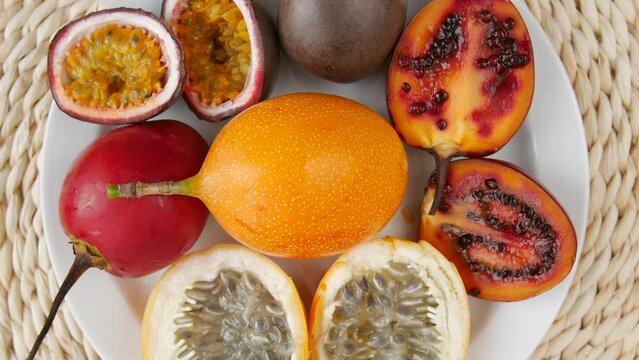 Sliced fruit on a plate.