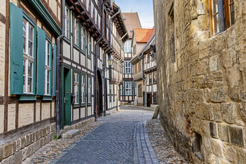 Bilder aus dem historischen Quedlinburg historische Fachwerkbauten Gasse