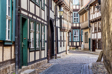 Bilder aus dem historischen Quedlinburg historische Fachwerkbauten Gasse