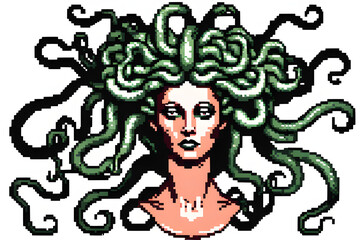 Fototapeta na wymiar Pixel Art Medusa