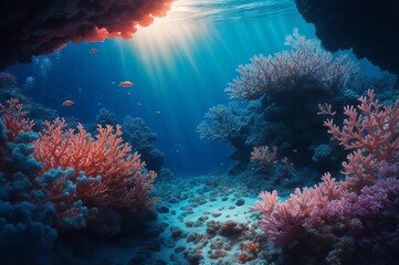 Fototapeta na wymiar coral reef in deep sea