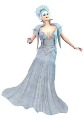 Obraz na płótnie Canvas 3D Render of Woman in blue gown
