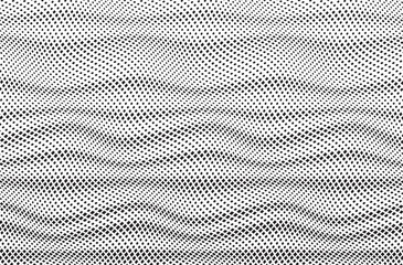 Abstract decorative half toned wavy striped background in black and white. Seamless square dot pattern. Vector illustration.