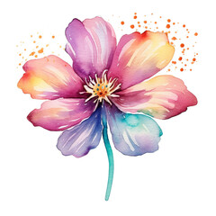 Cartoon Flowers Watercolor Digital Paper Clip Art Sublimation Background
