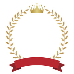 王冠　リボン　金　ローレル　アイコン