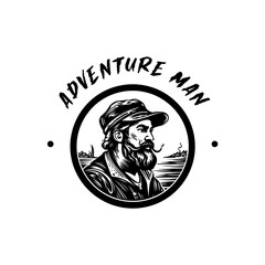 Adventure man emblem vector logo illustration