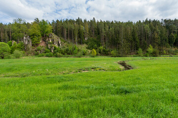 Die Wiesent im Paradiestal, Fr&auml;nkische Schweiz, Gemeinde Stadelhofen, Landkreis Bamberg, Oberfranken, Bayern, Deutschland