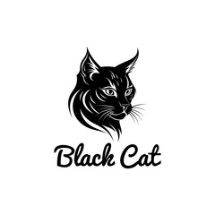 Vector of a black cat, animal and pet logo design illustration