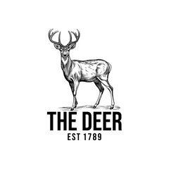 Vintage style deer logo design illustrations
