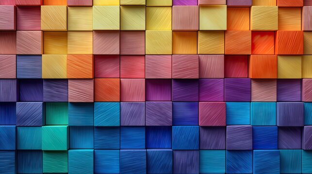Abstract arrangement of colorful wooden blocks symbolizing a spectrum of creativity