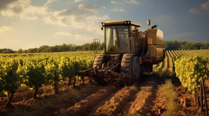 Gordijnen A machine used in vineyards in southwest France particularly Bordeaux © vxnaghiyev