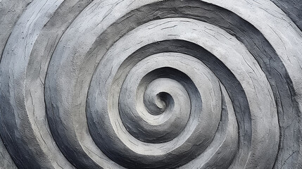 Spiral relief pattern on a cement base. Decoration in the decoration of premises. Close-up. Copy space.
