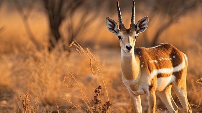 Blackbuck deer in Tal Chapar Wildlife Sanctuary Rajasthan India