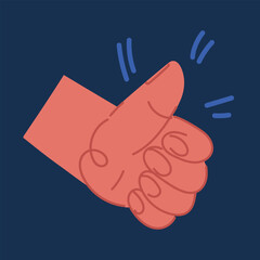 Cartoon vector illustration of yellow color thumb up emoticon