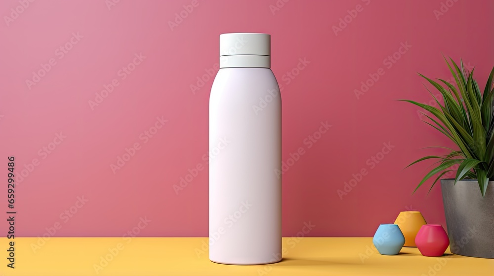 Poster 3d rendered illustration of a mockup template for branding cosmetics using a matte plastic bottle wi