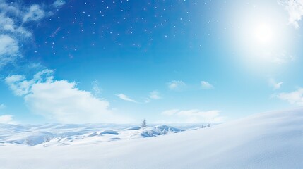 Naklejka na ściany i meble Clear blue sky and bright snow create a winter backdrop outdoors