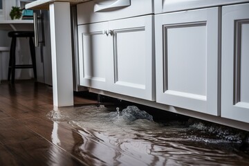 Flooded apartment due to a leak from a burst pipe or after a flood