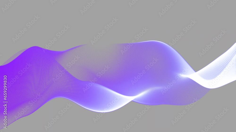 Wall mural abstract fabric curve particles background. seamless moving wave futuristic fractal cyber technology