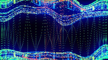 Abstract fabric curve particles background. Seamless moving wave futuristic fractal cyber technology background - Powered by Adobe