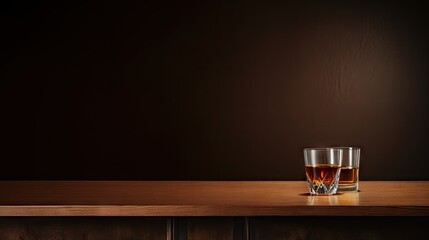 Brown bar top with space for your drink