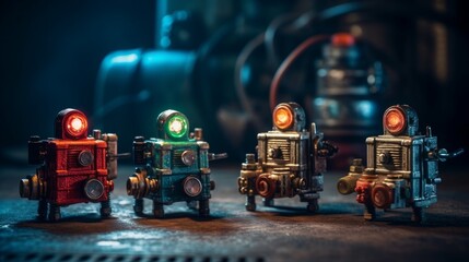 Vintage Power: Industrial Transportation with Old Steam Locomotive Engine and Steel Rail Technology, generative AI
