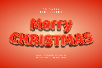Obraz na płótnie Canvas Merry christmas editable text effect 3 dimension emboss modern style