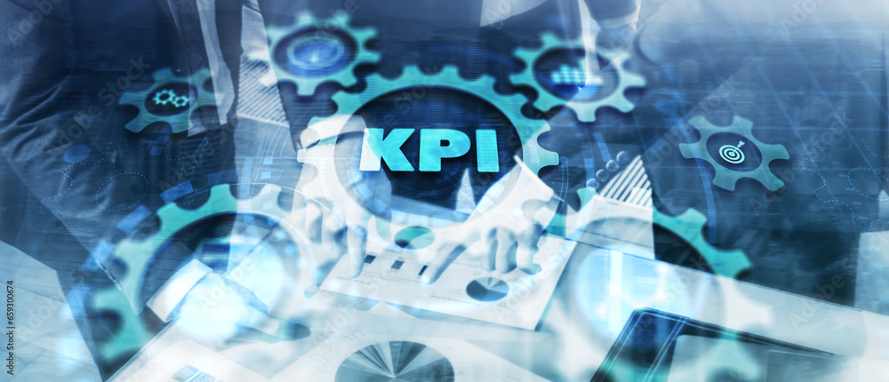 Poster kpi. key performance indicator. business technology internet and network concept. background data ce