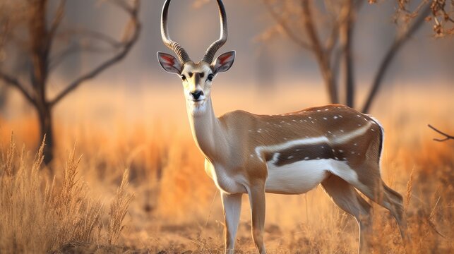 Blackbuck deer in Tal Chapar Wildlife Sanctuary Rajasthan India