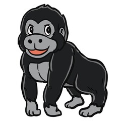cute gorilla smiling cartoon art