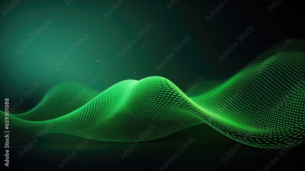 Leinwandbilder Abstract digital background with a screen gradient texture in green and a wave of light 3D rendering