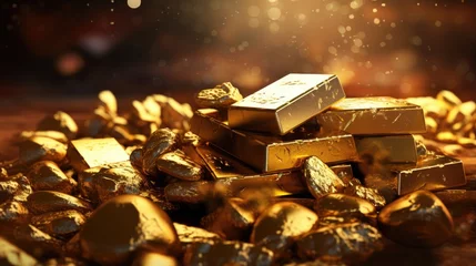  Close up of gold bars on a grainy nugget background © vxnaghiyev