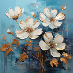 Oil Painting Blue Flower Digital Paper Clip Art Sublimation Background