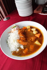japanese food dori fish katsu with curry and rice