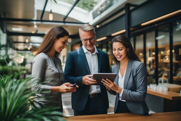 Group of business people using digital tablet