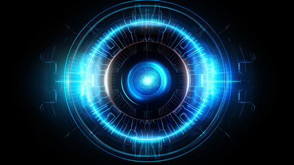 Blue eye technology concept. - obrazy, fototapety, plakaty