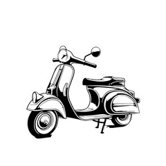 classic scooter t-shirt design, biker, motorcycle club, patch, naked bike, cool helmet, arai, shoei, ls2, agv, vespa, lambretta, Motorradfahrer, motorrijder, motard - obrazy, fototapety, plakaty