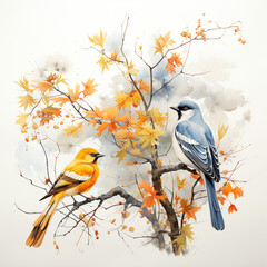 Fall Winter Flower Bird Digital Paper Clip Art Sublimation Background