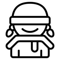 girl icon with outline style and pixel perfect base. Suitable for website design, logo, app and UI. Based on the size of the icon in general, so it can be reduced.