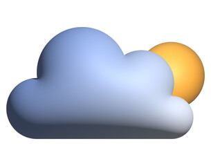 Clouds with sun 3d icon weather symbol for element