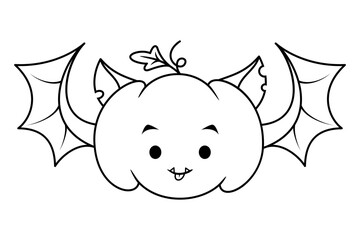 Pumpkin Bat for Halloween coloring, page cartoon vector illustration