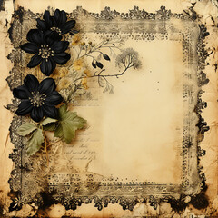 Vintage Black Flowers Digital Paper Clip Art Sublimation Background