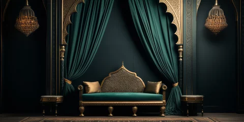 Tuinposter Ottoman palace with a sofa in an interior decorated with oriental ornaments. © NorLife
