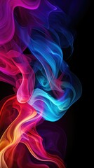 Naklejka premium Colorful creative smoke on black background