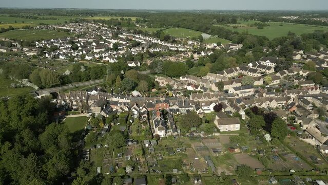 Cirencester Town Suburbs Aerial Landscape Allotments Sports Pitches Cotswolds UK Spring