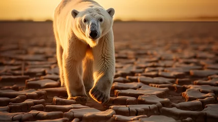 Foto op Canvas Polar bear after global warming disaster concept © Forest Tiny House