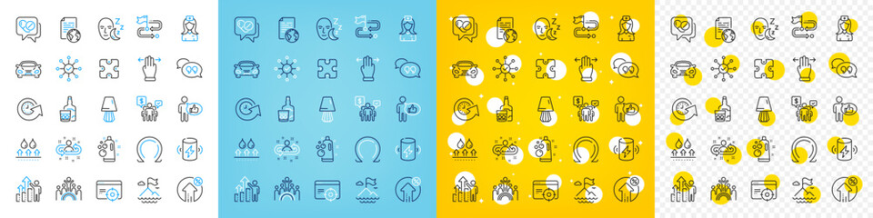 Vector icons set of Medical drugs, Sleep and Loan percent line icons pack for web with Seo targeting, Hospital nurse, Clean bubbles outline icon. Multitasking gesture, Table lamp. Vector
