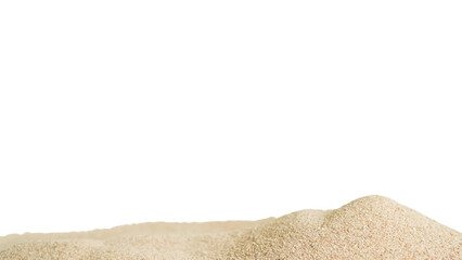 Sand Beach Isolated on White Background White Desert Texture Pile Sea Summer Dune Golden Sandy Scene Nature Coast Ocean Top View Pattern Ground Mountain Abstract Hill Soil Surface Tropical Object.