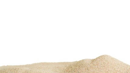 Sand Beach Isolated on White Background White Desert Texture Pile Sea Summer Dune Golden Sandy Scene Nature Coast Ocean Top View Pattern Ground Mountain Abstract Hill Soil Surface Tropical Object.
