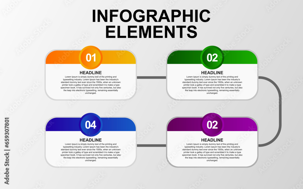 Poster infographic element design with 4 colorful steps for presentation and business. infographic planning