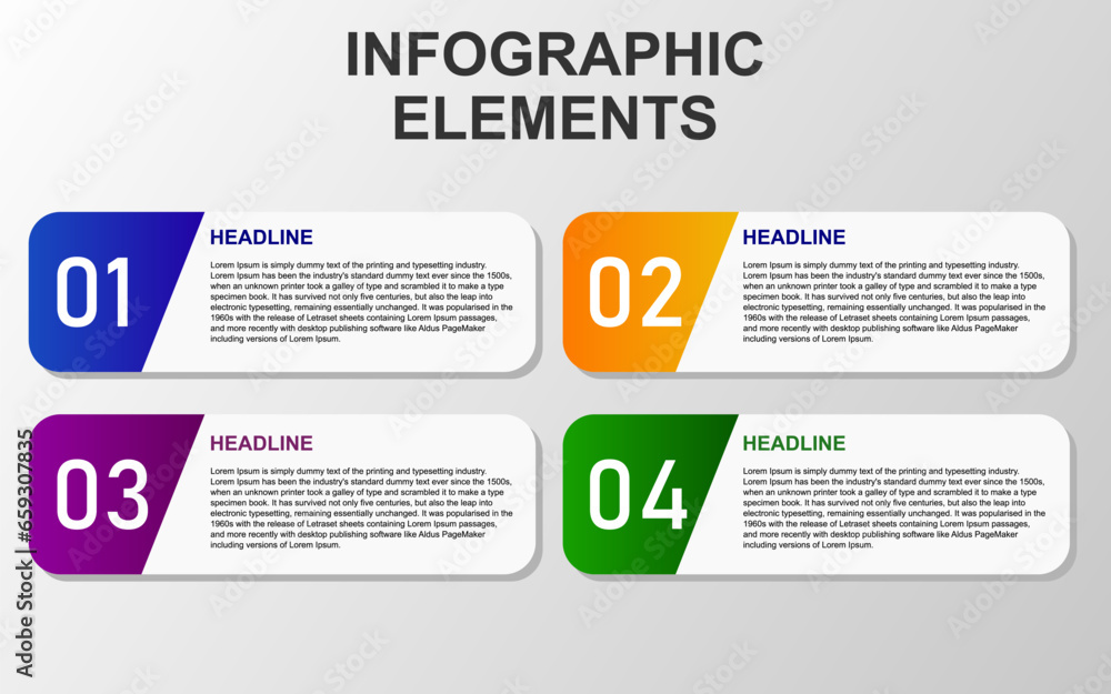 Poster infographic element design with 4 colorful steps for presentation and business. infographic planning